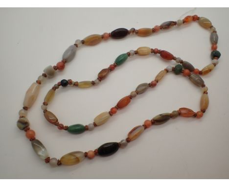 Vintage hardstone hand knotted necklace