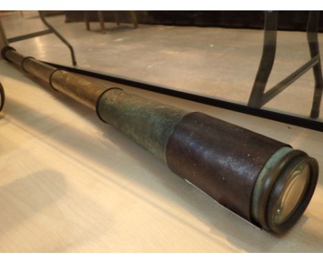 WWI three draw Naval telescope with crows foot tel sig MkIV also GS Broadhurst Clarkson & Co 1918 London 338989