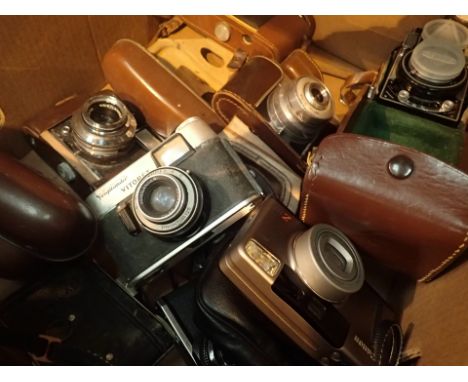 Box of mixed vintage cameras 