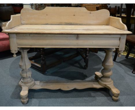 A Victorian pine wash stand a 19th Century pine wall cupboard and a Victorian pine commode