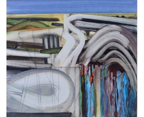 Geoff Powell (British, Contemporary) Abstract swirls, signed and dated 2001, oils on board, 29cm x 36cm