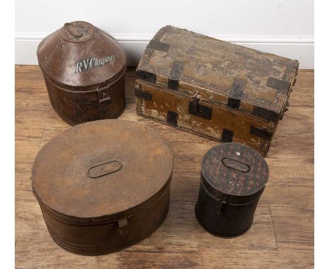 Wooden ladies' travelling trunk pony hide lined, the interior lined with monochrome spotted paper, maker's label attached to 