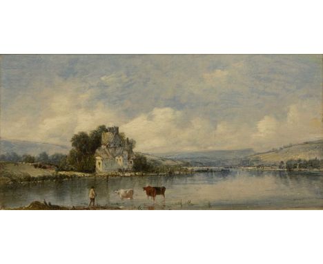 19th Century English SchoolPastoral Landscape with Mill, 14.5cm x 29.5cm and Pastoral Landscape with Ecclesiastical Ruins, 14