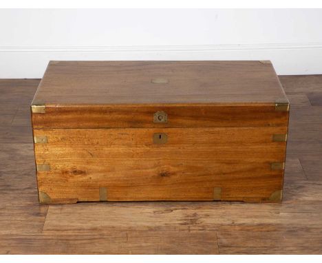 Brass bound camphor wood trunk/chestlate 19th Century, with a sunk brass handle, 87cm wide x 45cm deep x 39.5cm high  Lock lo