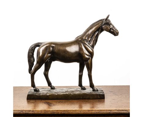 Follower of Pierre-Jules Mène (French, 1810-1879)bronzed model of a stallion, approximately 43cm wide x 12cm deep x 37cm high
