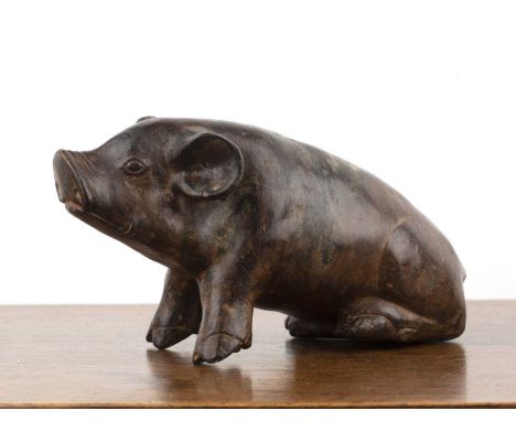 Metal model of a pigunsigned, approximately 26.5cm wide x 10.5cm deep x 13.5cm high  With some loose material to the interior
