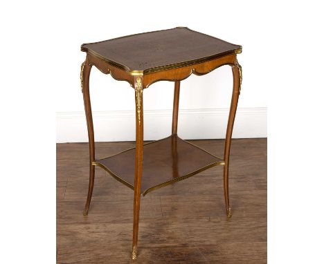 Rectangular inlaid parquetry occasional tableFrench, with gilt metal mounts, 49.5cm x 39.5cm x 74.5cm high  With some light w
