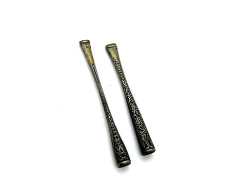 Pair of oriental silver cheroot holder