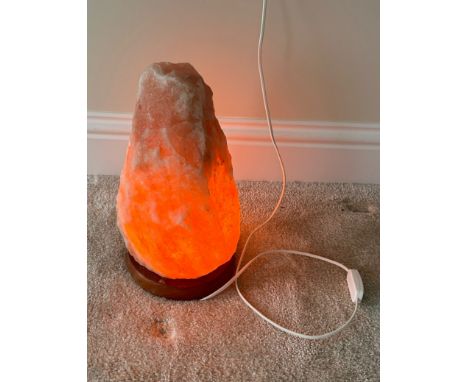 Rock salt lamp, in working order, approximate height 15 inches