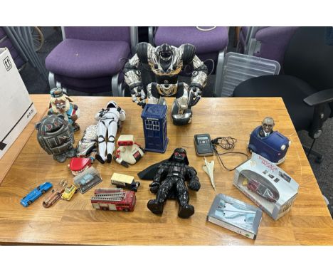 Selection of assorted toys includes Robots, Corgi Inspector Morse etc
