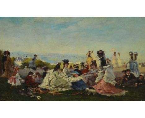 Edvard Corilton (?) (Late 19th Century)'Picnic Scene'Oil on canvas, signed lower right, 35 x 50cm   CONDITION REPORT:  Lot 39