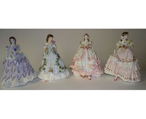 Four limited edition Royal Worcester figurines, including 'Royal Debut' 2430/12,500, 'The Last Waltz' 169/12,500, 'The Faires