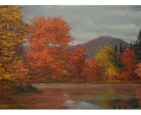 R Davies (Contemporary)'Autumn Leaves'Oil on board, signed lower left, 33 x 44cm