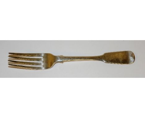 A Scottish provincial silver fiddle pattern table fork, hallmarks for David Greig (c.1810-1857) of Perth, approx. 2ozt