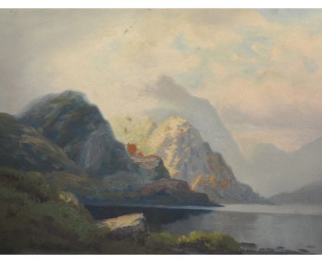 *George Melvin Rennie (Scottish 1874-1953)'Highland Landscape'Oil on board, signed lower left, 43 x 55cm   CONDITION REPORT: 