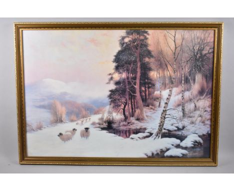 A Large Gilt Framed Print, Winter Pastures, After Sidney Pike, 74x51cm 