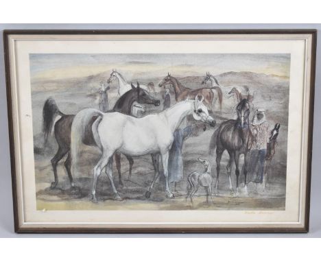 A Framed Limited Edition Print, Arabic Horses, by Benita Bammer, 41x26cm 
