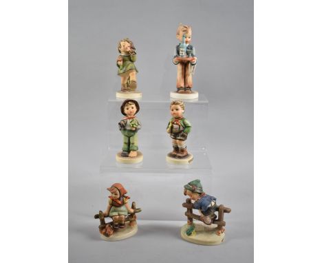 A Collection of Six Hommel Figural Ornaments by Goebel, Tallest 14.5cm high 