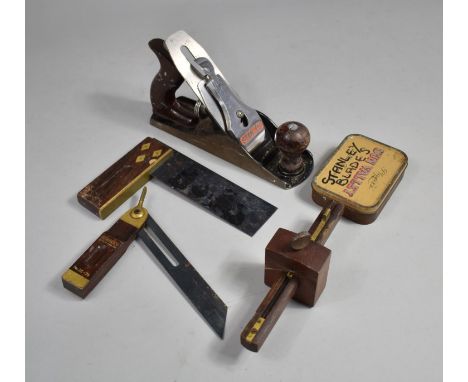 A Stanley Bailey No.4 Plane Together with Scribing Tool, Stanley Angle etc 