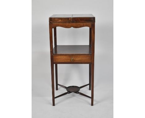 A 19th Century Mahogany Gentleman's Washstand with Hinged Top, Central Drawer and Circular Stretcher Shelf for Toilet Jug, 76