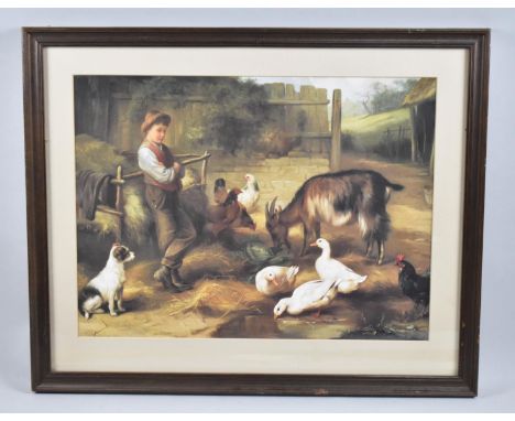 A Framed Charles Hunt Print, A Boy In Farmyard, 30x40cm 