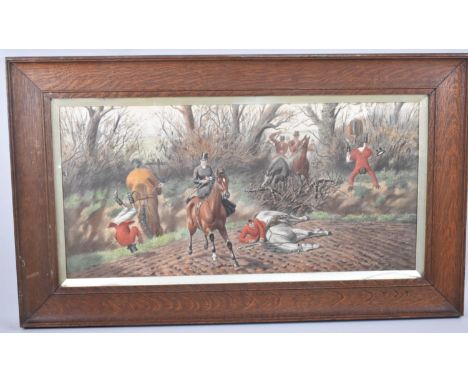 An Oak Framed Hunting Print, 64x31cm 