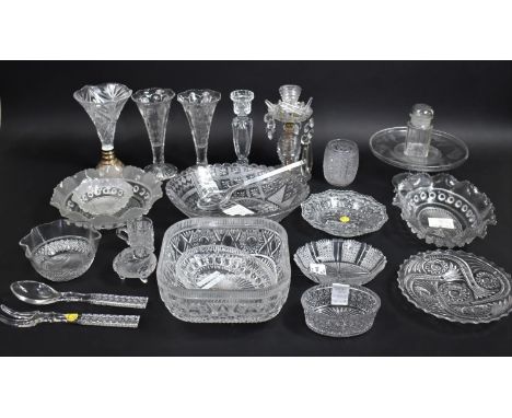 A Collection of Various Victorian and Later Moulded and Other Glassware to Comprise Pair of Vases, Dishes etc Some Examples w