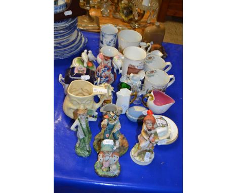 Group of ceramic items, various mugs, Imari vase (a/f) other small figurines