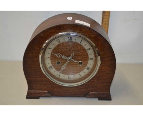 Wooden mantel clock with silvered dial