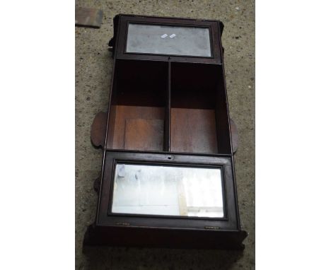 Small wall shelf unit flanked with two mirrored cabinets, width approx 87cm