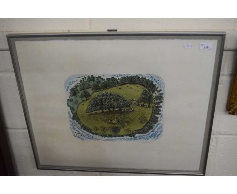 Limited edition print after Glynn Thomas "Suffolk Meadow" 42 of 150 numbered in pencil to margin