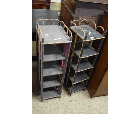 Two similar narrow cane shelf units, each approx 25cm width
