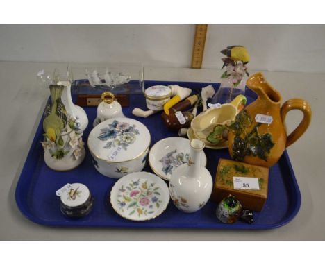 Tray containing quantity of mainly ceramic items including some Royal Worcester small dishes, jar and cover etc