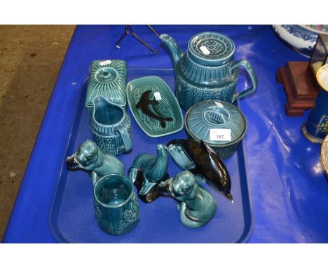 Group of ceramic items by Sadler and others including a Poole Pottery model of a dolphin and a seal etc