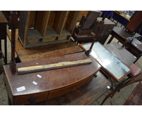19th/early 20th Century dressing table cross banded framed mirror, base inset with three drawers with strung decoration width