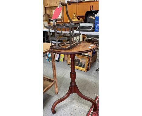 Vintage French bottle carrier and tilt top table