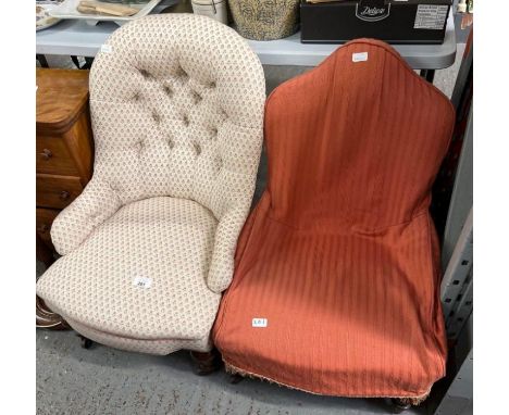 2 Victorian button back nursing chairs