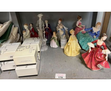 Ceramics figures to include Royal Doulton Stephanie, Royal Doulton Janet, Royal Worcester Grandmothers dress and other