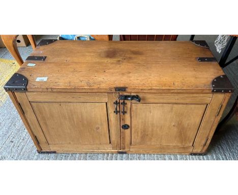 Iron bound pine trunk converted to a cupboard