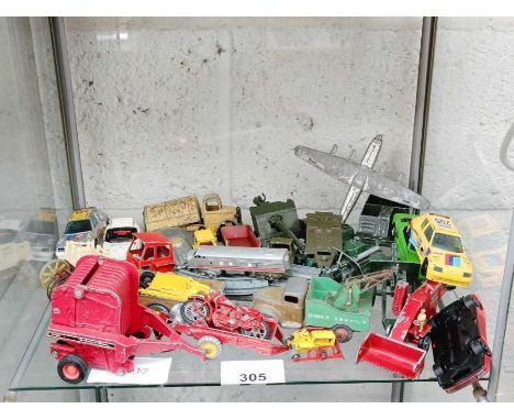 Collection of play worn vintage cars including Dinky, Matchbox and others.  