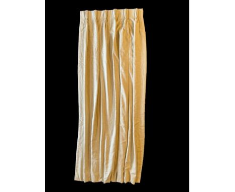 A pair of Jim Thompson pinch pleat lined and interlined buff coloured fabric curtains
Each curtain approximately 190cm wide a