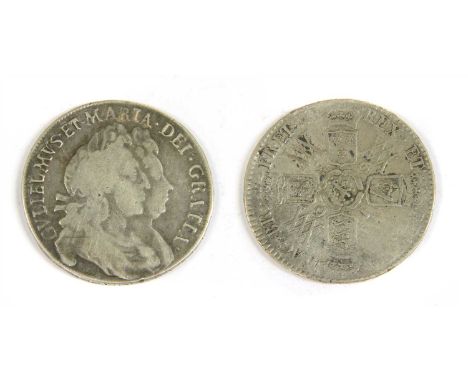 Coins, Great Britain, William and Mary (1689-1694), Halfcrown, 1693, second busts r., QVINTO (S.3436), NF