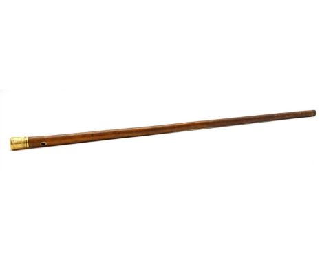 A gold capped malacca walking stick , hallmarked for Walter Brind, London 1771, with engraved and embossed floral and foliate