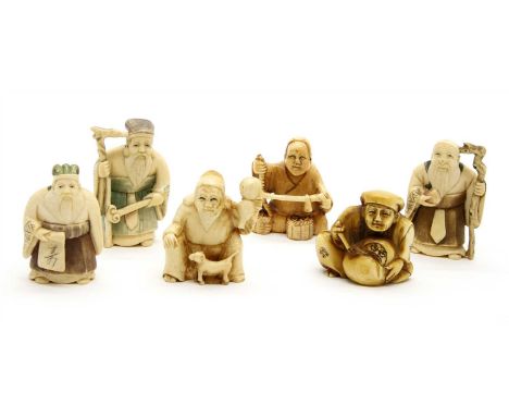 Six netsuke, early 20th century, tallest 6cm (6)