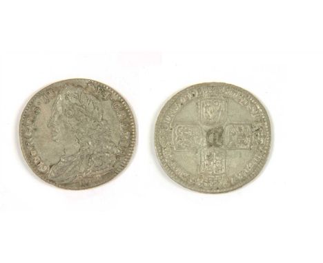 Coins, Great Britain, George II (1727-1760), Halfcrown, 1745 decimo nono, old laur. and dr. bust, LIMA below (S. 3695), F+