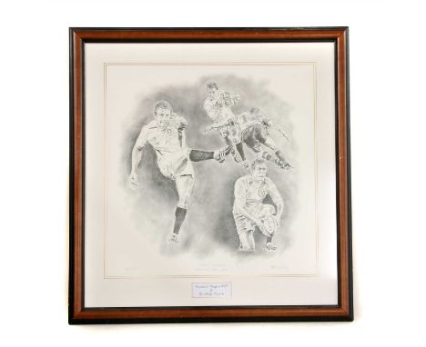 An England Rugby World Cup 1999 shirt , with stitched inscription to the lower right, 'Jason Leonard 76th Cup Rugby World Cup