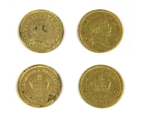 Coins, Great Britain, George III (1760-1820) , Third Guinea, 1804, second laur.head r. (S.3740), F, together with another 180