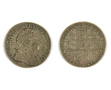 Coins, Great Britain, George I (1714-1727), Shilling, 1723, first laur. and dr. bust r. rev. SSC in angles for South Sea Comp