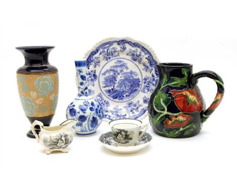 Royal Doulton, Kingsware silver rimmed teapot , Cantonese wall plate, child's teawares, etc.