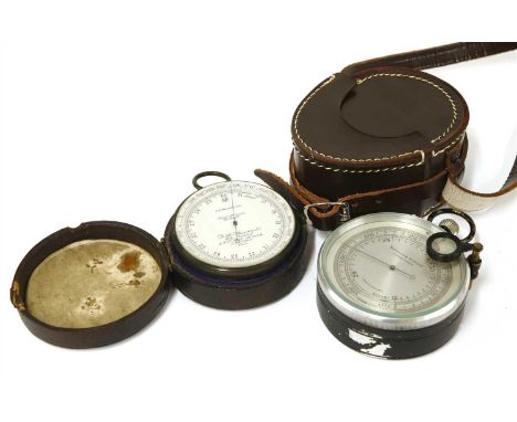 Two barometer/altimeters, the first by J H Steward, 406 Strand and 457 West Strand, London 4363, minus 1000-16000 feet in a s